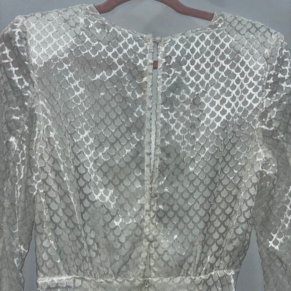 Ramy Brook Allona Dress Size 2 NWT Ivory Textured Long Sleeve Mini Bridal Dress - Picture 10 of 14